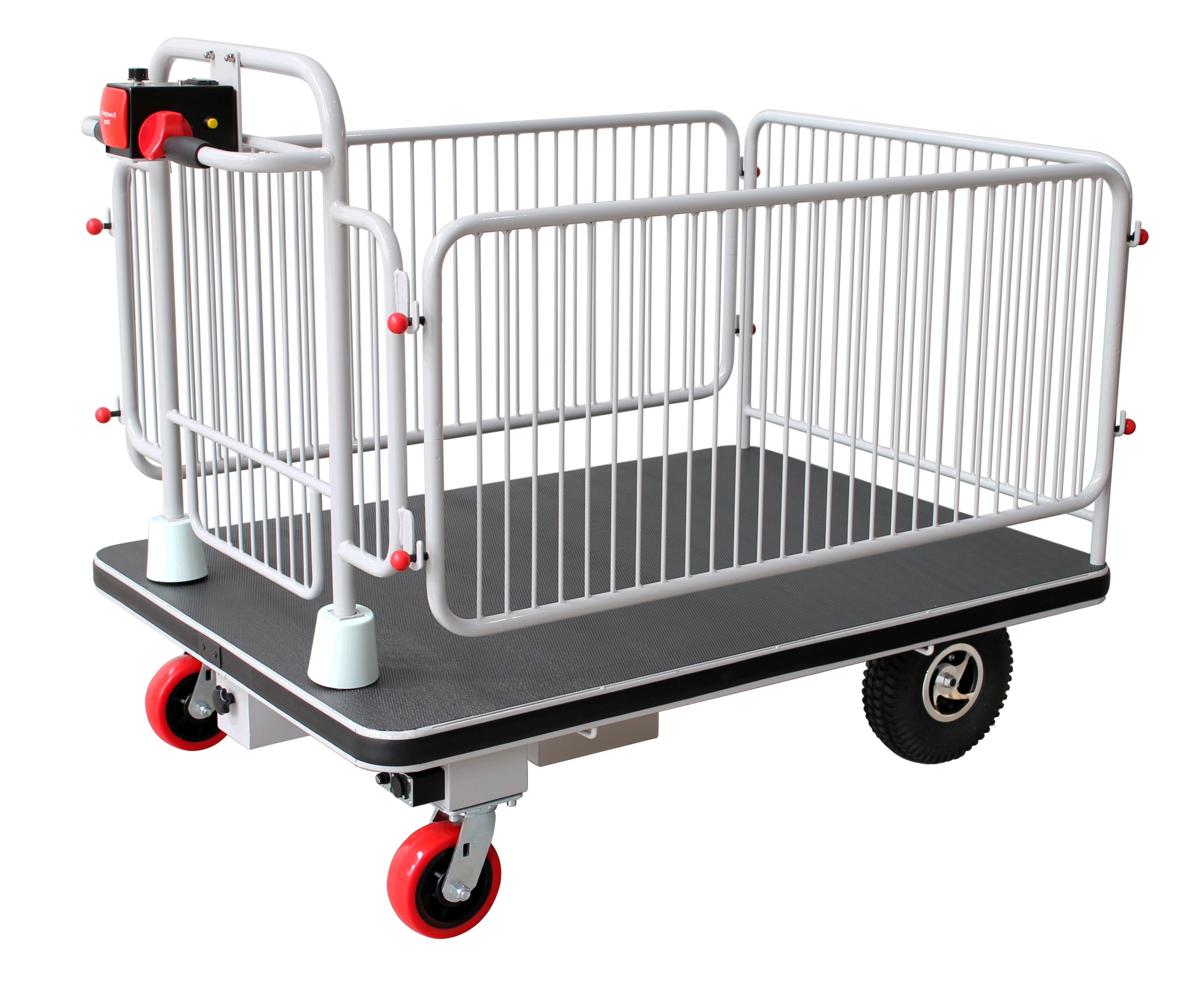 Elektrische platformwagen met hek extra groot